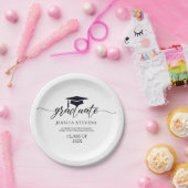 Elegant eenvoudige zwarte Script-kalligrafie op wi Papieren Bordje (Feest)