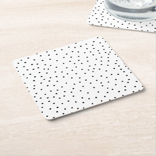 Elegant eenvoudige zwarte witte waterverf poka sti kartonnen onderzetters (Schuin)