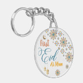 Elegant eerste Eid Mubarak mam kalligrafie maan Sleutelhanger (Voorkant Links)