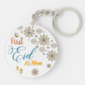 Elegant eerste Eid Mubarak mam kalligrafie maan Sleutelhanger (Achterkant)