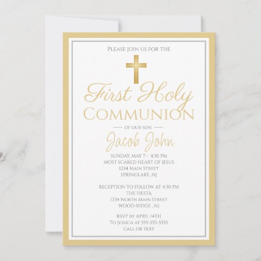 Elegant Eerste Heilige Communie nodigt jongens uit Kaart (Voorkant)