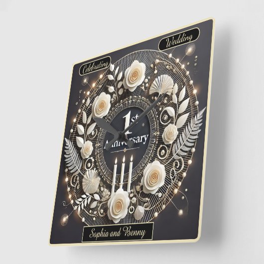 Elegant eerste Jubileum krans ontwerp Vierkante Klok (Hoek)