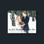 Elegant Eerste Kerstmis als de heer en mevrouw. Canvas Afdruk<br><div class="desc">Elegant Onze Eerste Kerstmis als Mr en Mrs Wedding Photo Canvas Print</div>