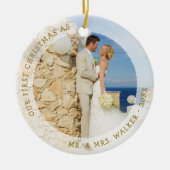 Elegant Eerste Kerstmis als de heer en mevrouw Fot Keramisch Ornament (Voorkant)