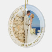 Elegant Eerste Kerstmis als de heer en mevrouw Fot Keramisch Ornament (Links)