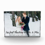 Elegant Eerste Kerstmis als de heer en mevrouw. Fotoblokken<br><div class="desc">Elegant Ons eerste kerstfeest als Mr en Mrs Photo Block</div>