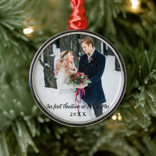 Elegant Eerste Kerstmis als de heer en mevrouw Rou Metalen Ornament