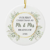 Elegant Eerste Kerstmis als de heer & mevrouw. Keramisch Ornament (Voorkant)