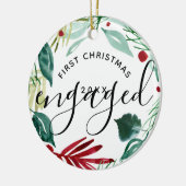 Elegant Eerste Kerstmis Gegaand Greenery Wreath Keramisch Ornament (Links)