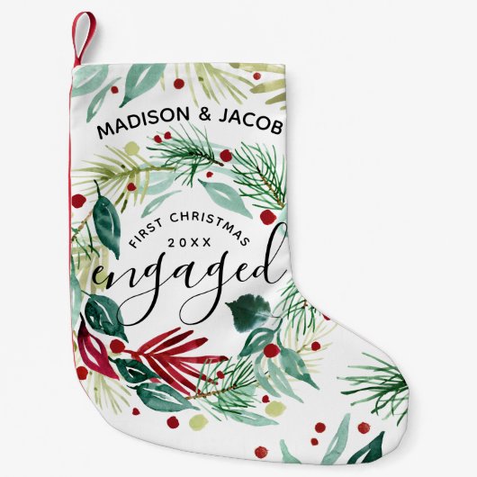 Elegant Eerste Kerstmis Gegaand Greenery Wreath Kleine Kerstsok (Voorkant)