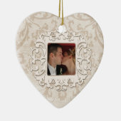 Elegant Eerste Kerstmis Samen Personaliseren Foto Keramisch Ornament (Rechts)