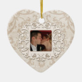 Elegant Eerste Kerstmis Samen Personaliseren Foto Keramisch Ornament (Voorkant)