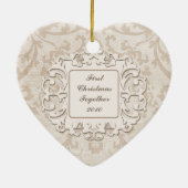 Elegant Eerste Kerstmis Samen Personaliseren Foto Keramisch Ornament (Achterkant)