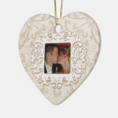 Elegant Eerste Kerstmis Samen Personaliseren Foto Keramisch Ornament (Links)