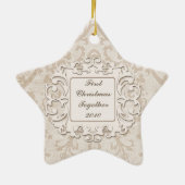Elegant Eerste Kerstmis Samen Personaliseren Foto Keramisch Ornament (Achterkant)