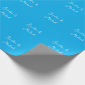 Elegant Effen Azuurblauw Persoonlijk Aangepast Cadeaupapier (Hoek)