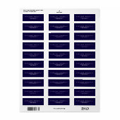 Elegant effen donkerblauw retour adres label (Full Sheet)