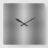 Elegant Effen Metallic Zilver Grijs Vierkante Klok (Voorkant)