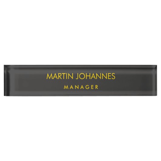 Elegant effen stijlvolle gouden kleur zwart aangep naambordje (Voorkant)