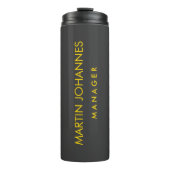 Elegant effen stijlvolle gouden kleur zwart aangep thermosbeker (Voorkant)