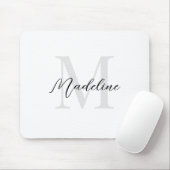 Elegant effen wit script kalligrafie monogram muismat (Met muis)