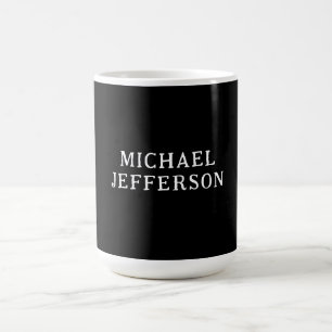 Elegant Effen Zwart Wit Gepersonaliseerd Aangepast Koffiemok
