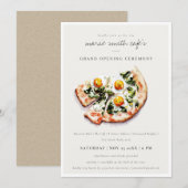 Elegant Egg Basil Pizza Café Grand Opening Invite Bedankkaart (Voorkant / Achterkant)