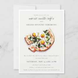 Elegant Egg Basil Pizza Café Grand Opening Invite Bedankkaart