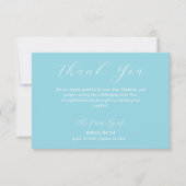 Elegant Egg Blue Traditional Funeral Sympathy Bedankkaart (Voorkant)