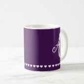 Elegant Eggplant Paars en White Monogram Initiaal Koffiemok (Voorkant rechts)