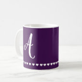 Elegant Eggplant Paars en White Monogram Initiaal Koffiemok (Voorkant links)