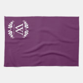 Elegant Eggplant Paars Monogram Theedoek (Horizontaal)