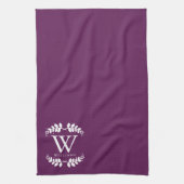 Elegant Eggplant Paars Monogram Theedoek (Verticaal)
