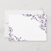 Elegant Eggplant Paarse Scrolls Wedding RSVP Kaartje (Achterkant)