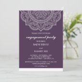 Elegant Eggplant Paisley Indian Engagement Party Kaart (Staand voorkant)