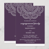 Elegant Eggplant Paisley Indian Engagement Party Kaart (Voorkant / Achterkant)