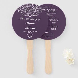 Elegant Eggplant Paisley Indian Wedding Programme Handwaaier