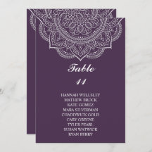 Elegant Eggplant Paisley Wedding Seding Chart