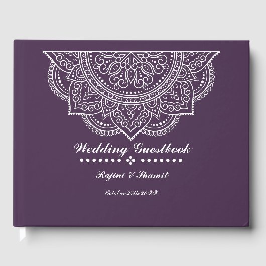 Elegant Eggplant Plum Paisley Mandala Guest Book Gastenboek (Voorkant)