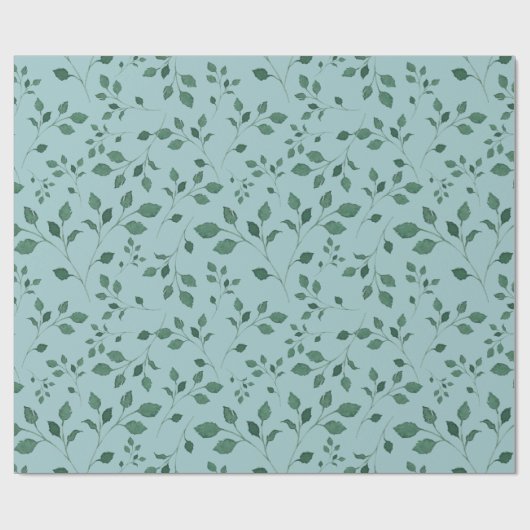 Elegant Eggshell Blue Waterverf Foliage Patroon Cadeaupapier (Vlak)
