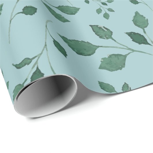 Elegant Eggshell Blue Waterverf Foliage Patroon Cadeaupapier (Rol Hoek)