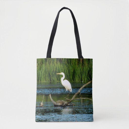 Elegant Egret Printed Canvas tas (Voorkant)
