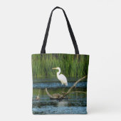 Elegant Egret Printed Canvas tas (Achterkant)