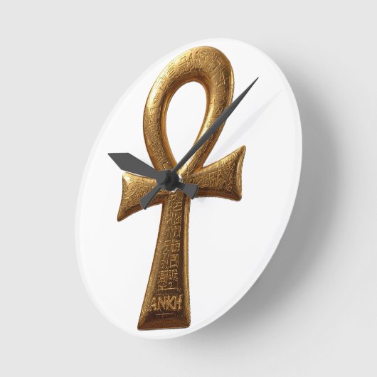 Elegant Egyptian Ankh Symbol Wall Art Ronde Klok (Hoek)