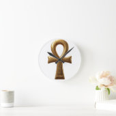 Elegant Egyptian Ankh Symbol Wall Art Ronde Klok (Huis)