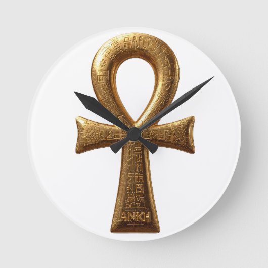 Elegant Egyptian Ankh Symbol Wall Art Ronde Klok (Voorkant)