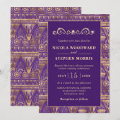 Elegant Egyptisch Patroon Gouden Trouwring Kaart (Voorkant / Achterkant)