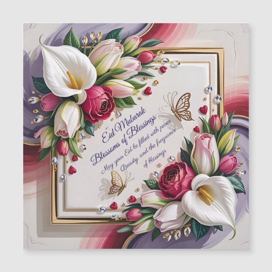 Elegant Eid Al Adha Greeting Card with White Calla (Voorkant)