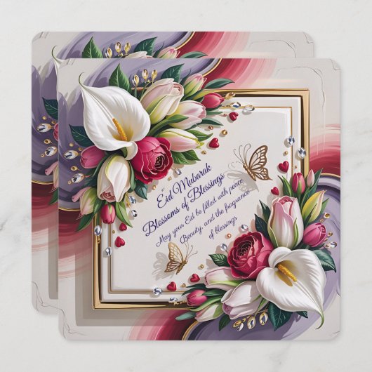 Elegant Eid Al Adha Greeting Card with White Calla Kaart (Voorkant / Achterkant)