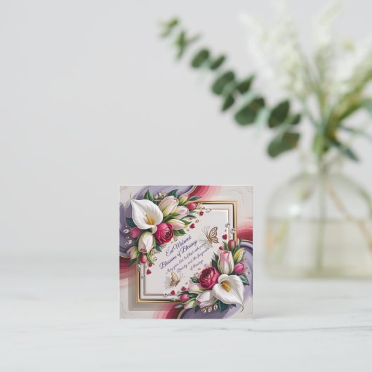 Elegant Eid Al Adha Greeting Card with White Calla Vierkante Visitekaartje (Staand voorkant)